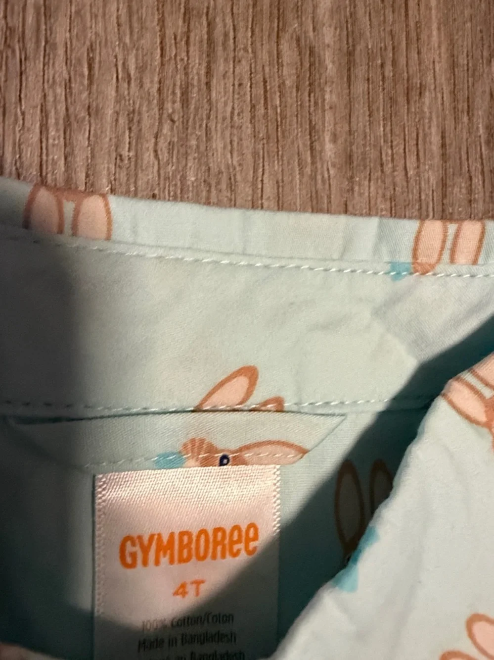 Gymboree Light Blue Button-Down Shirt with Orange Bunny Print